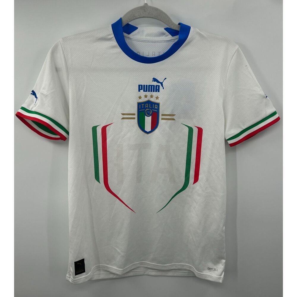 NWT Puma White Italy National Team 2022/23 Away Replica Jersey Size L Boys Kids - Picture 1 of 5